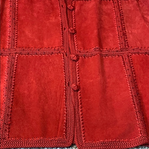 S.M.H Boutique Red Leather Blazer Patchwork Blazer/Jacket - Picture 7 of 10